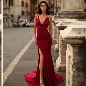 Red gown prom dress